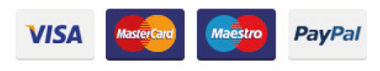 VISA, American Express, Mastercard, Maestro, PayPal